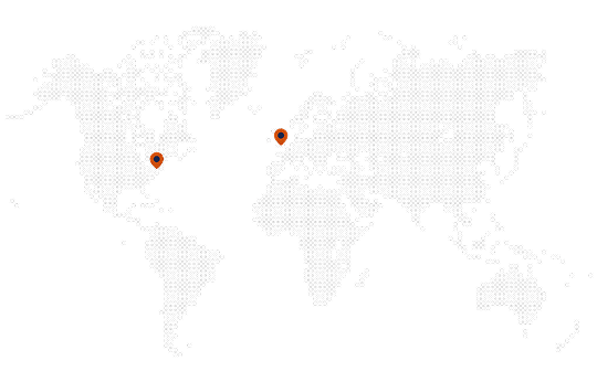World map showing Zable's global presence with offices in London and Washington DC